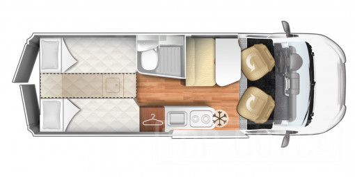 Obytná dodávka Fiat Ducato XGO X Van 104 - model 2023 - rozložení